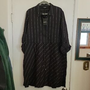 DKNY Black Dress with White Pinstripes